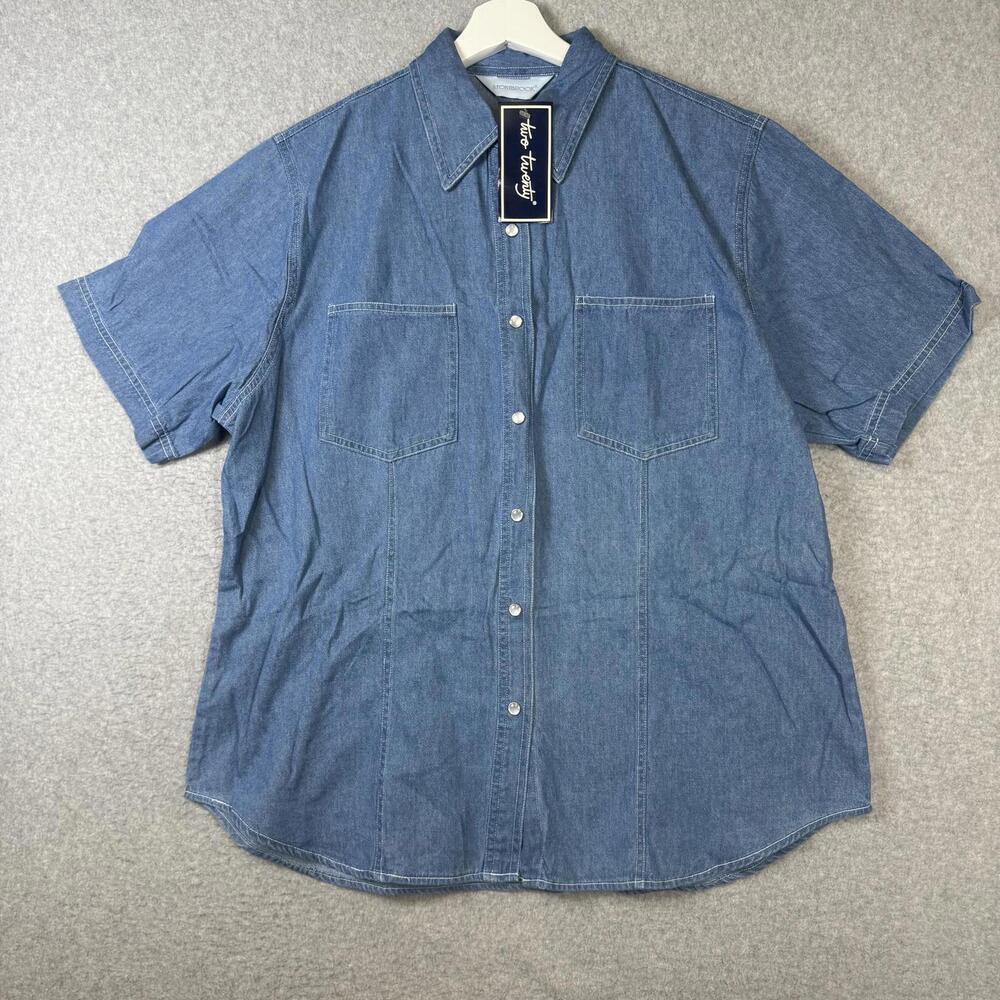 Brand New Stonybrook Men's Size Large Chambray Blue Denim Button Down Shirt